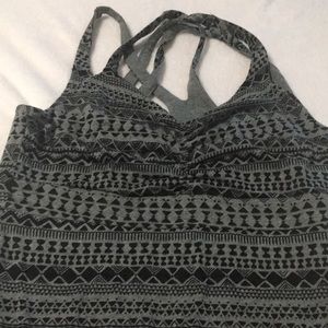 Dakini woman’s grey & black geometric lined dress w/cross cross straps size SP